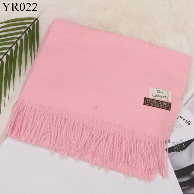 2020 Autumn and Winter Sky Solid Color Artificial Cashmere Scarf Women's Winter Warm Tassel Shawl Monochrome Scarf Factory Wholesale