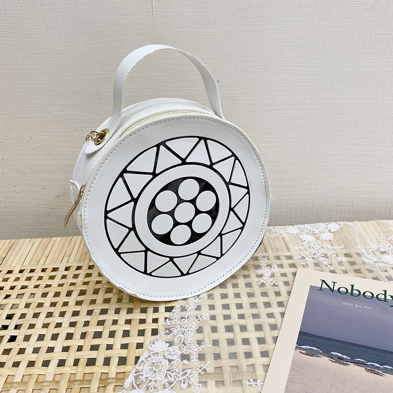 2022 New Classic Contrast Color Small round Bag Personality Geometry Printed Shoulder Bag Fashion Simple Women's Corssbody Bag