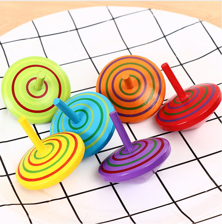 木质小陀螺玩具儿童手拧旋转陀螺木制玩具健康6色幼儿园益智礼品