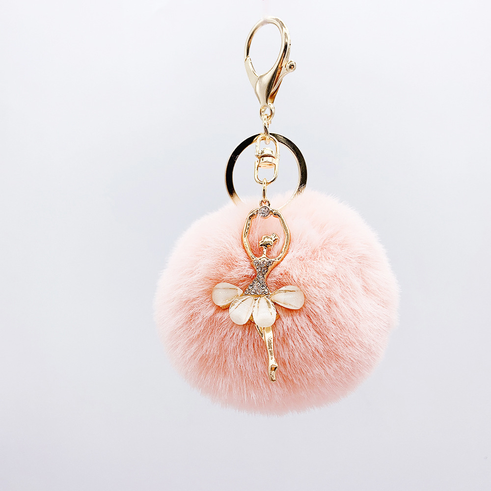 Angel Dancing Girl Fur Ball Keychain Ring Chain Fur Women's Bag Pendant Accessories Women's Bag Pendant Pendant Wholesale
