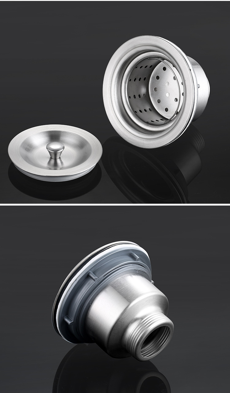 厨房不锈钢洗菜盆下水管水槽池有溢水器单槽下水器配件防臭防鼠咬