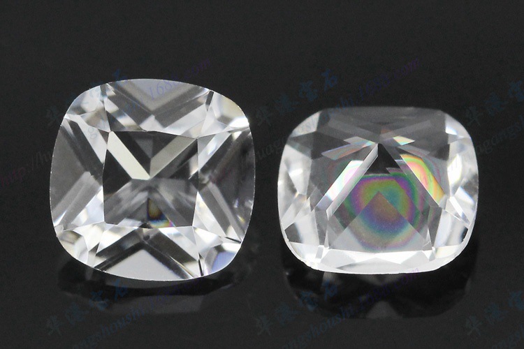 华港宝石 肥正方形白色玻璃裸石批发 枕形尖底透明色人造宝石首饰