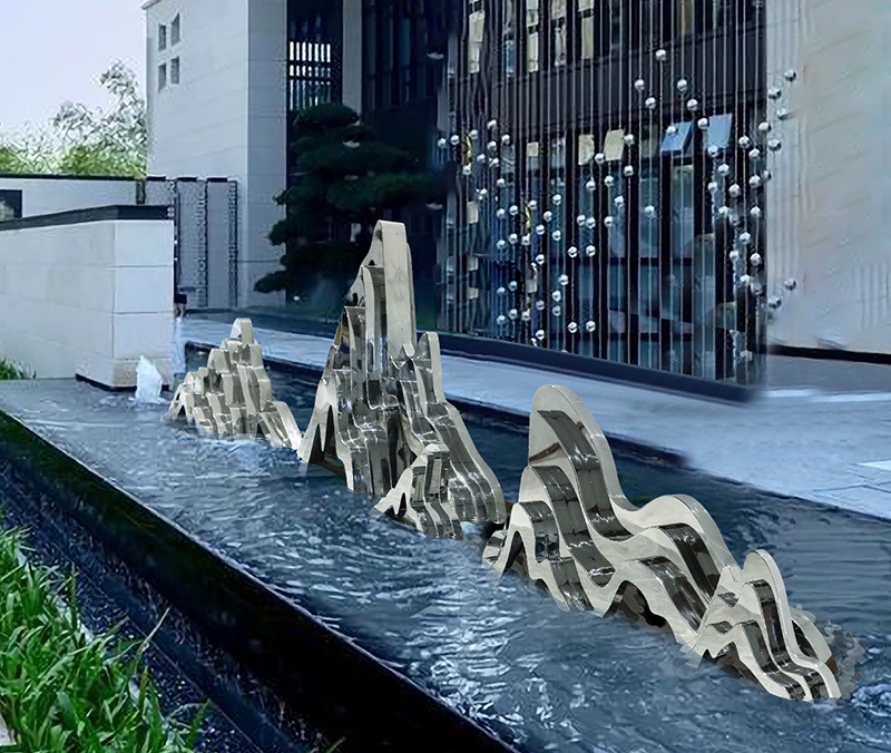 户外不锈钢假山雕塑装置艺术售楼处大厅景观小品大型落地抽象摆件