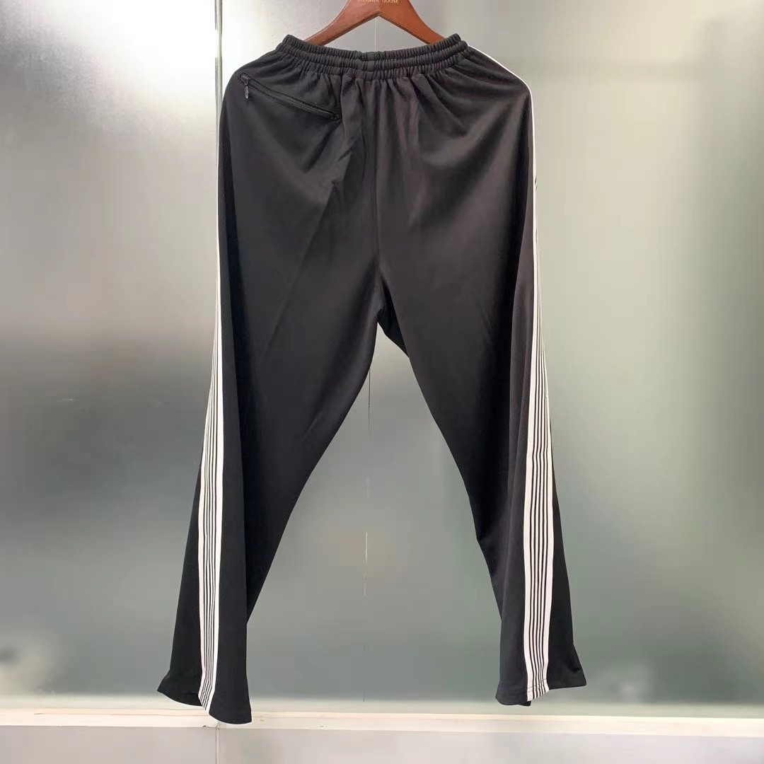 正确版本needles track蝴蝶裤子黑白侧条纹长裤男女运动休闲裤裤