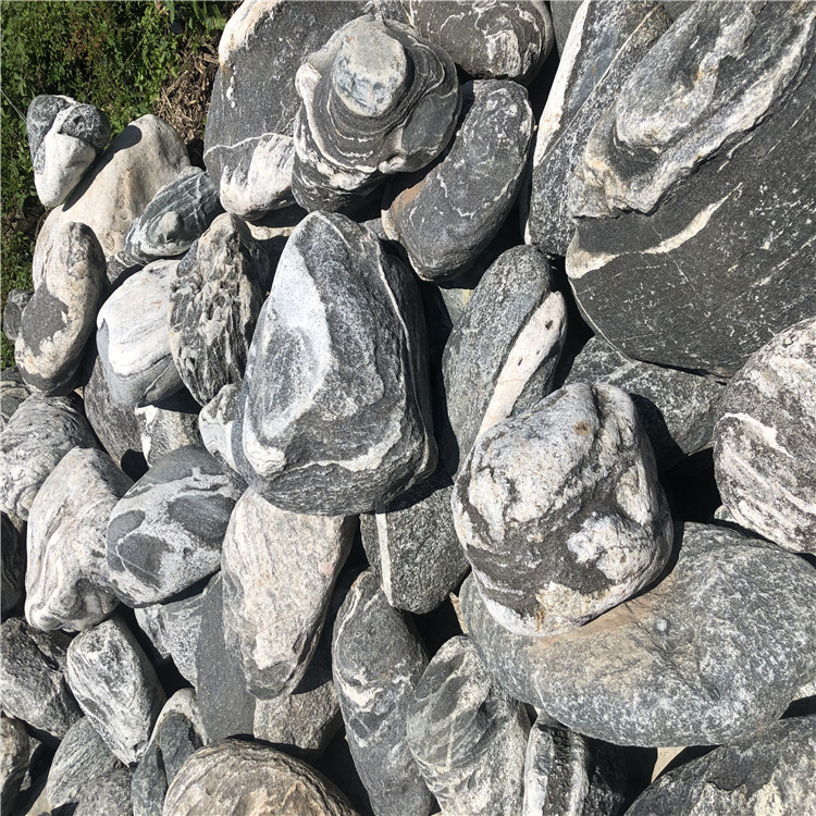 景观石筋纹凸出黑白分明雅安石 泰山石刻字门牌雪浪石 花园景观