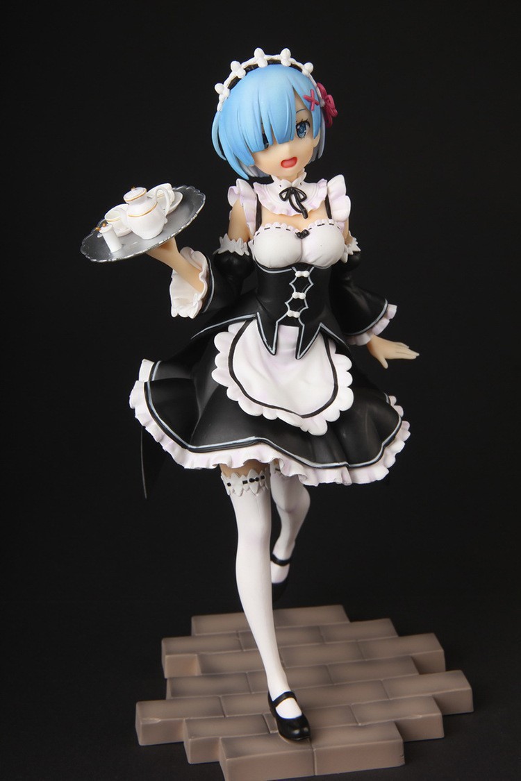 从零开始的异世界生活女仆装托盘流星锤雷姆手办玩偶摆件