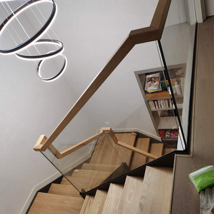 厂家定制别墅钢木楼梯u型室内复式不锈钢楼梯踏步双钢梁上门安装