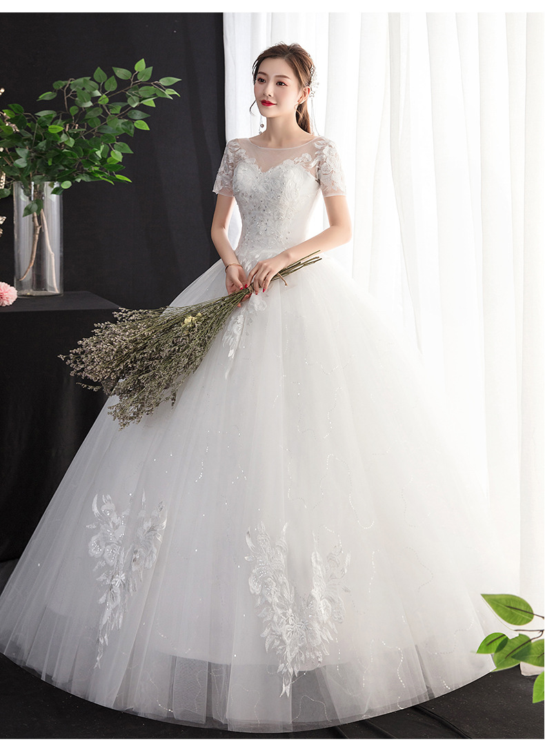 一字肩梦幻超仙新娘结婚长款重工齐地显瘦婚纱礼服女赫本婚纱礼服