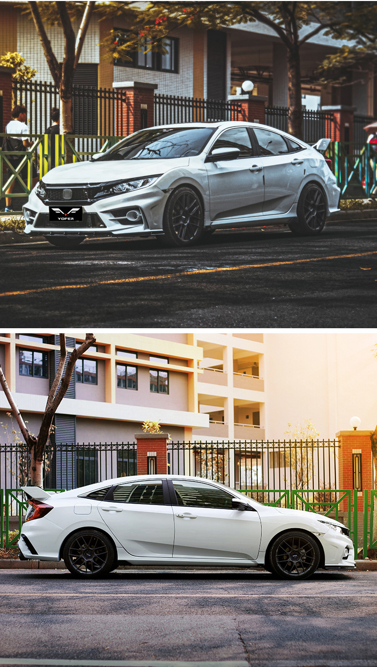 16-20款十代思域改装fc-450大包围 思域yofer尾翼排气尾喉前后杠