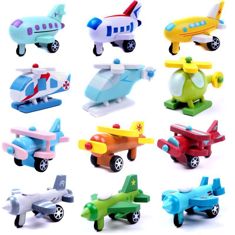 木制儿童和风系列迷你汽车飞机摆件模型娃娃玩具新款益智批发套装