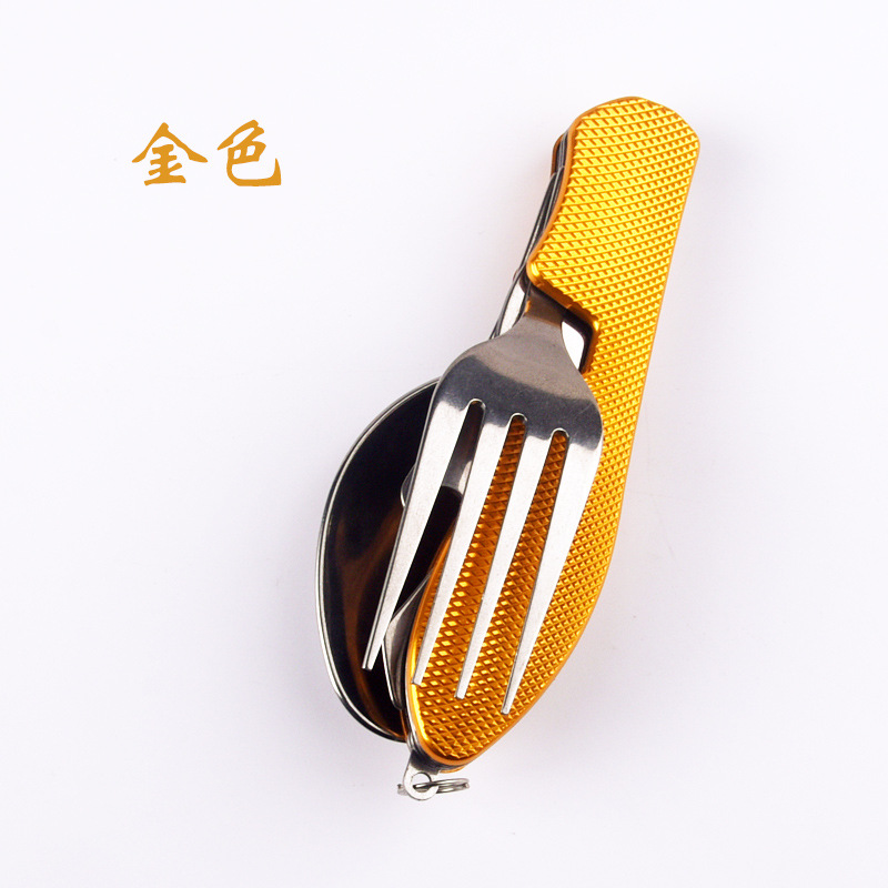 Detachable Three-Open Knife, Fork and Spoon Camping Multi-Function Folding Knife Knife and Fork Combination Tableware 