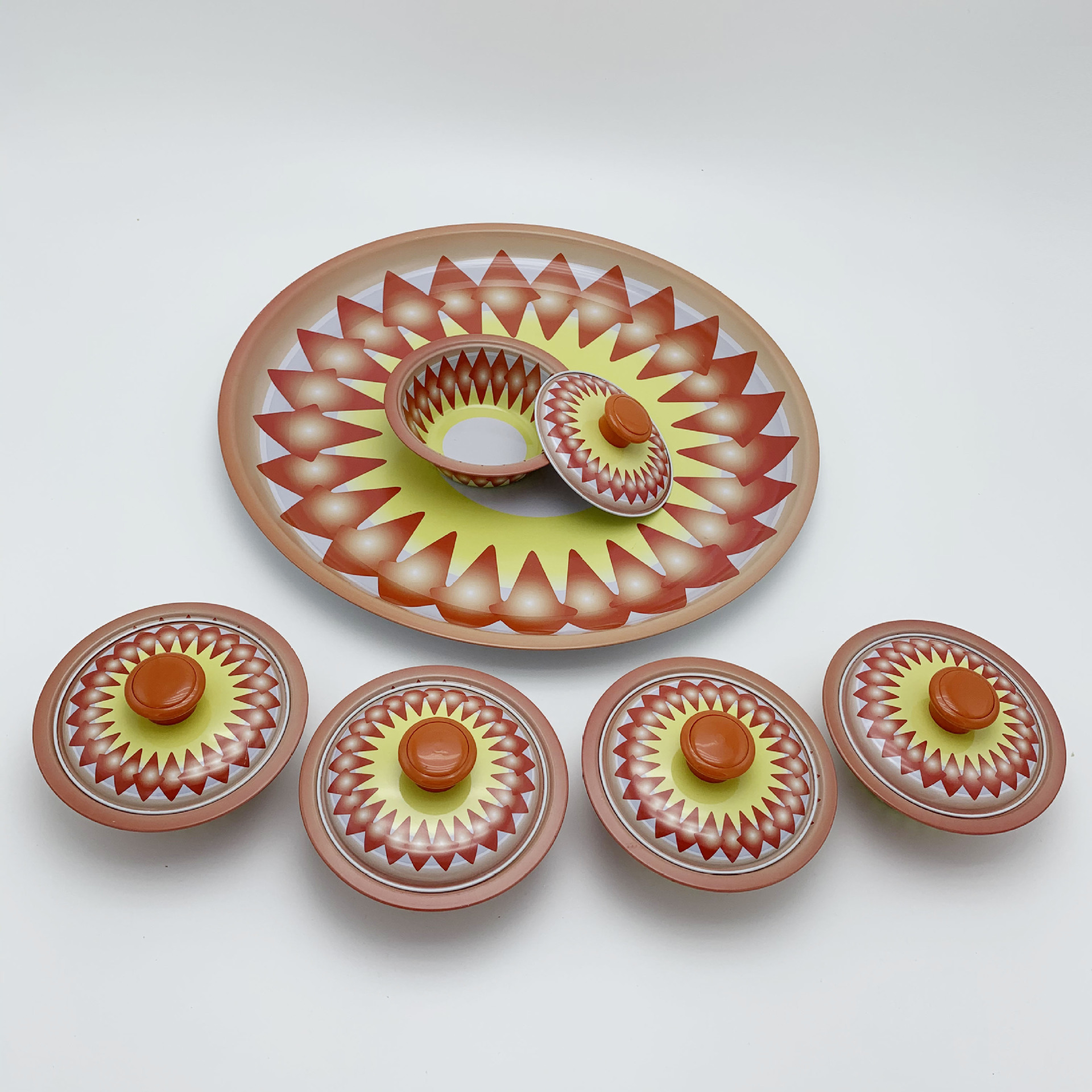 新款印度套碗 创意印花家用米饭碗菜盘子圆形点心盘碟餐具套装736