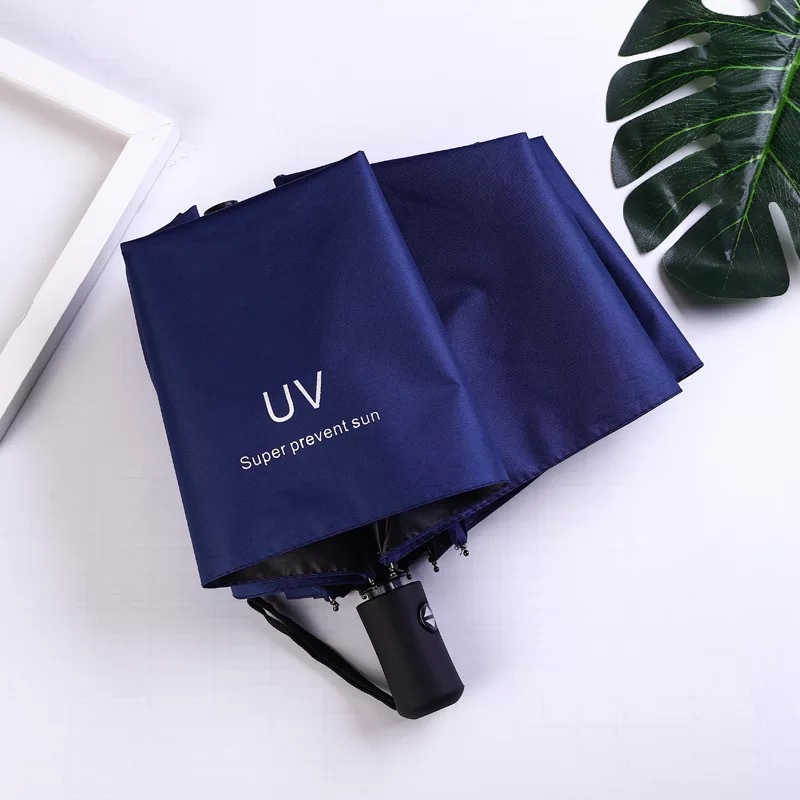 Full-Automatic UV Triple Folding Umbrella Vinyl Sun Protective Sun Umbrella UV Protection Sunshade Folding Sun Umbrella Custom Logo