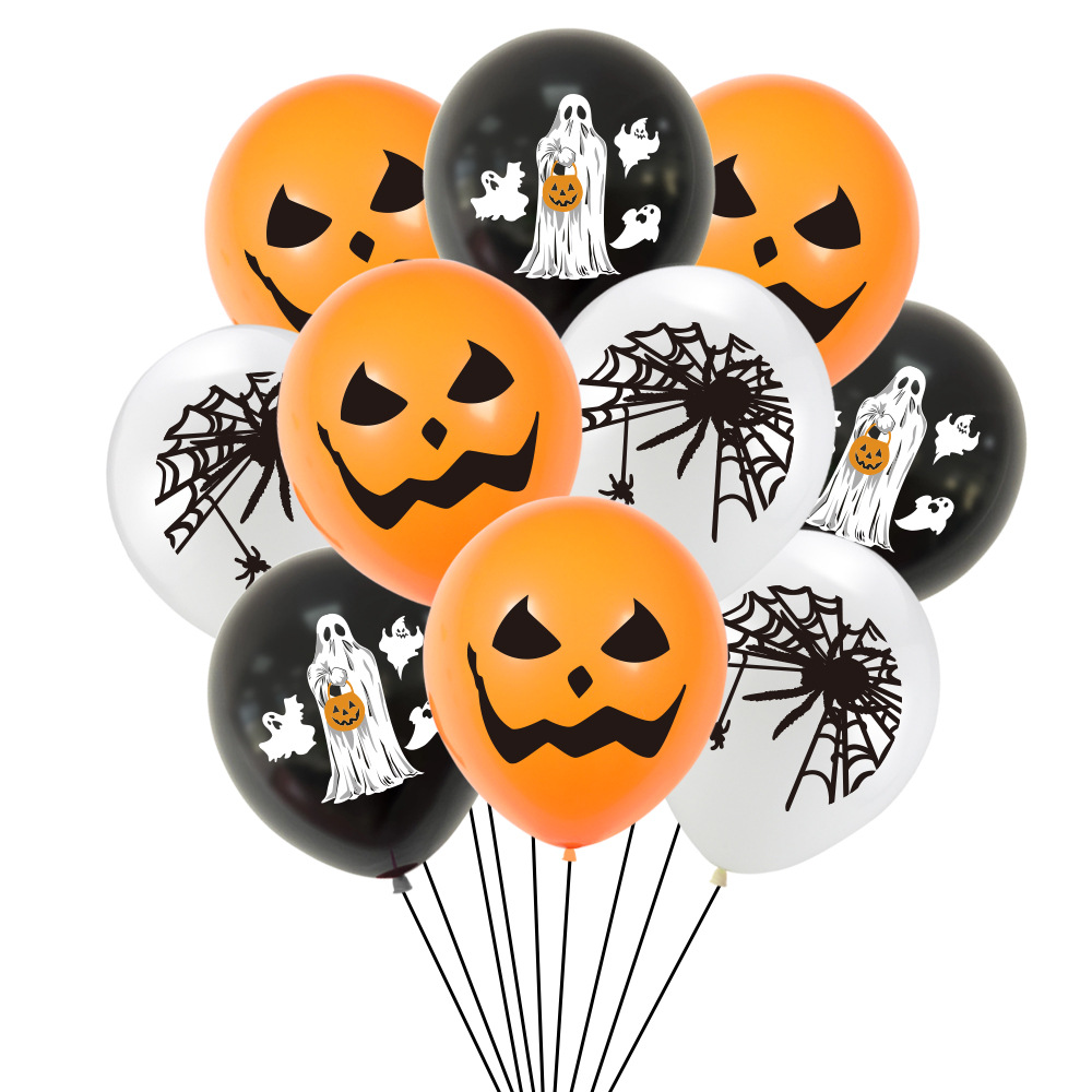 New Halloween Party Decoration Balloon Set Pumpkin Spider Ghost Print Rubber Balloons Wish