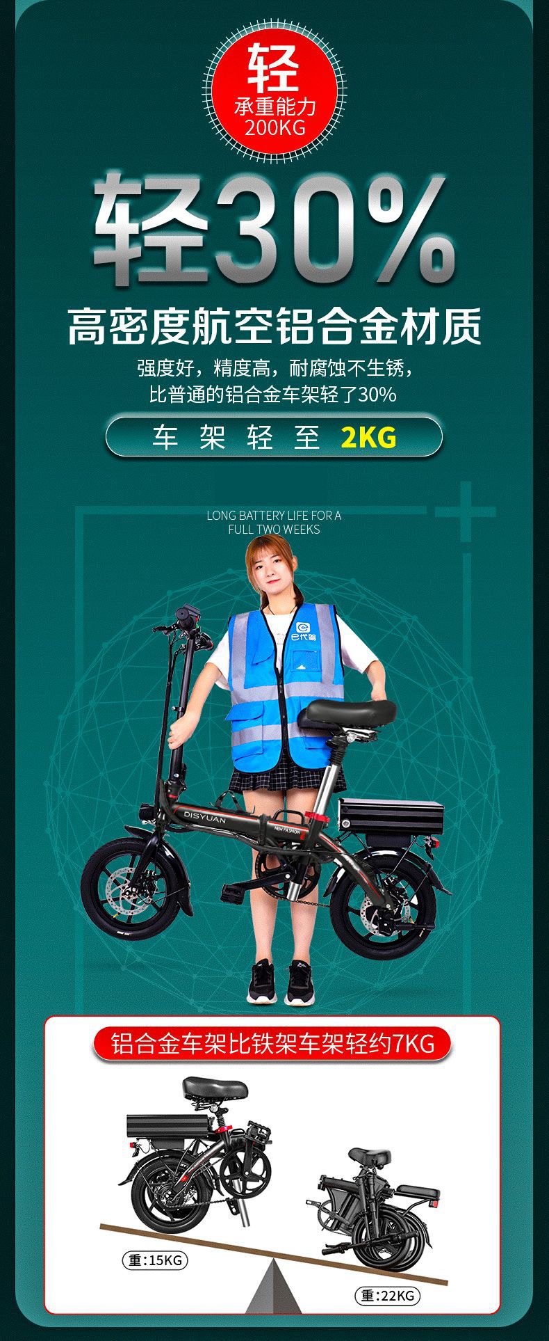 14寸代驾电动自行车锂电池折叠电动车电瓶车轻便小巧e代驾滴滴