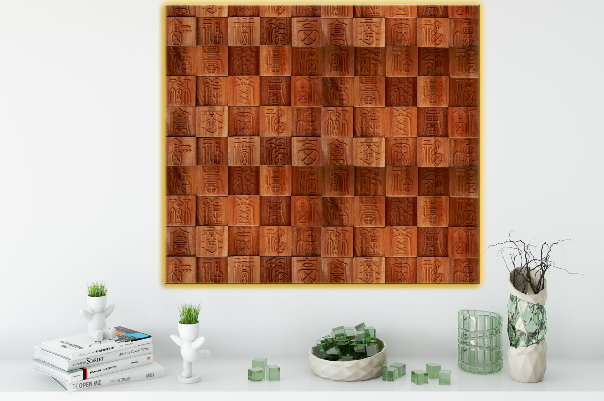 红胡桃木雕字百福字实木背景墙定制文化创意艺术墙带背胶壁饰墙饰