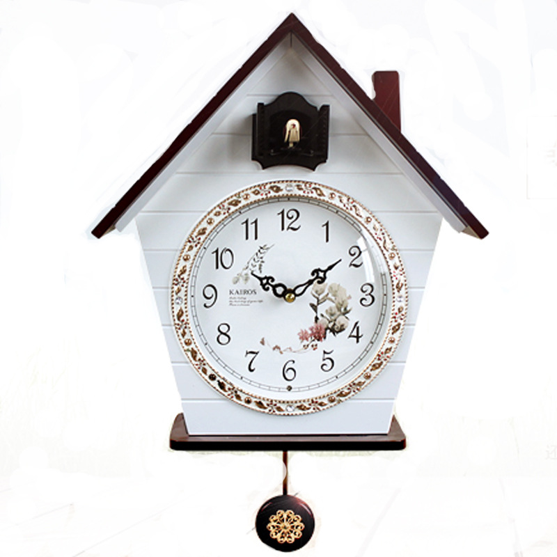 布谷鸟咕咕挂钟客厅钟表光控感应报时静音创意儿童房钟表小鸟挂表