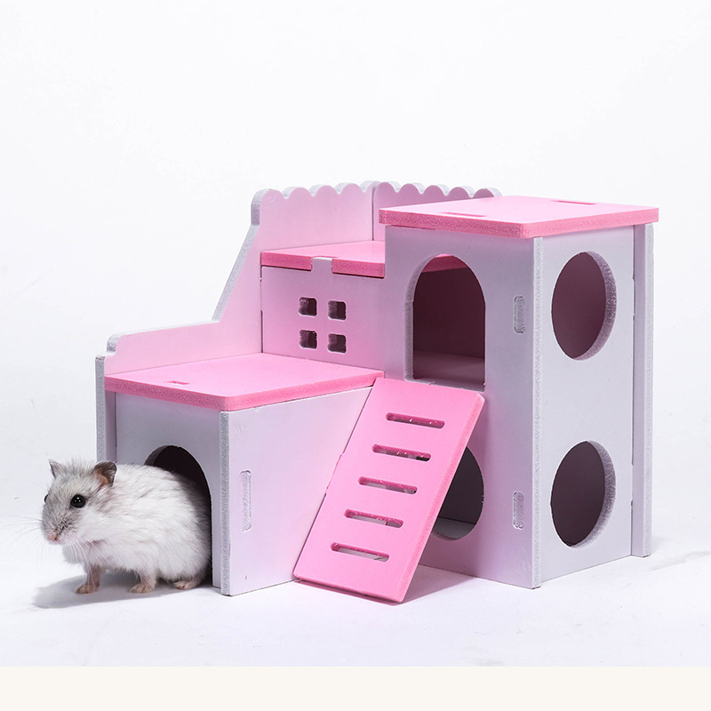 仓鼠窝小房子 木质小屋 跨境宠物玩具 仓鼠花边别墅