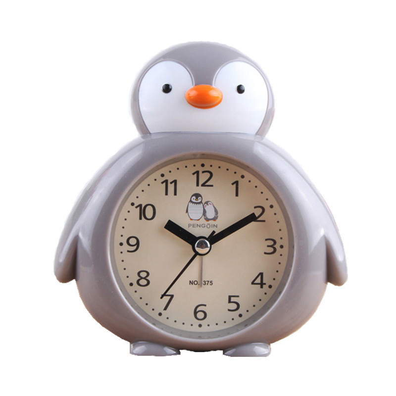 可爱卡通企鹅儿童闹钟 创意学生卧室床头闹表 大铃声桌面时钟批发