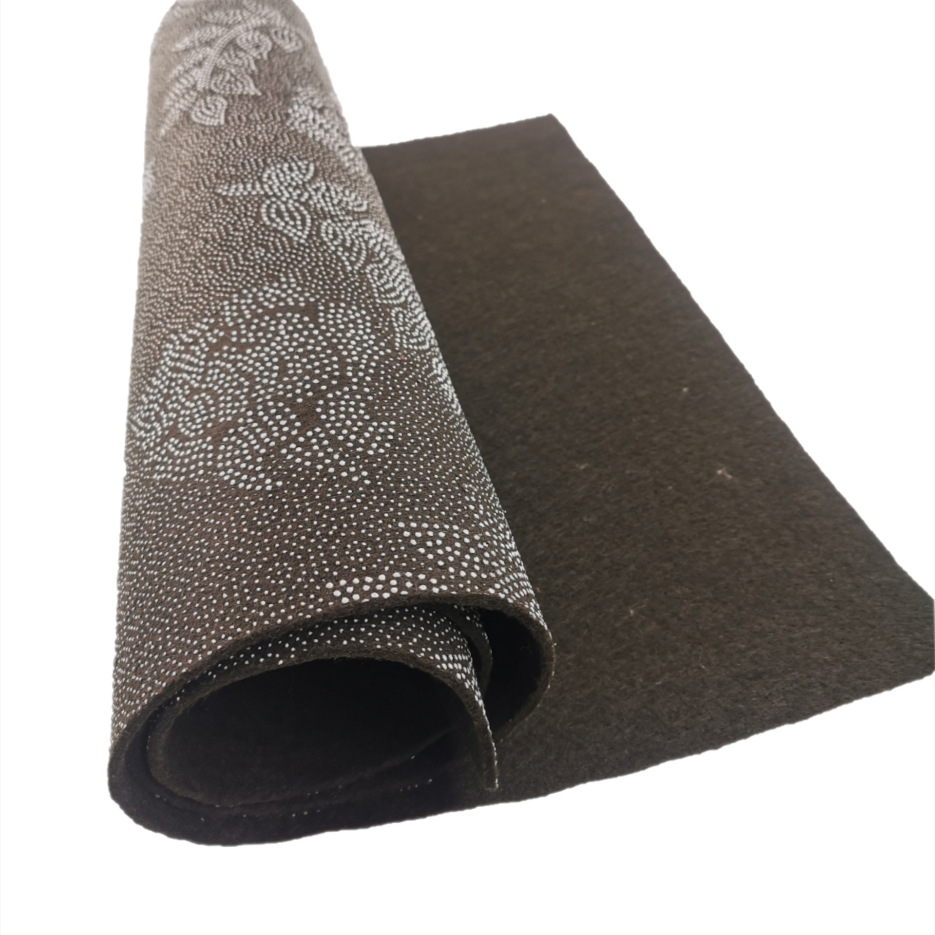 新版玫瑰花形点塑无纺布 咖啡色地毯底布点防滑针刺布