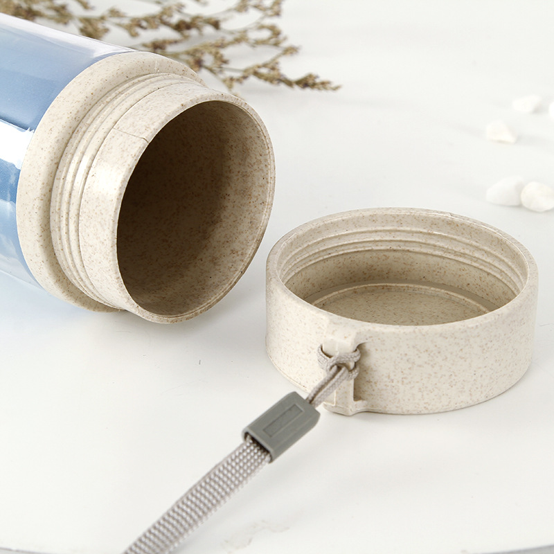 创意双层麦香杯隔热水杯小麦秸秆塑料运动杯广告礼品杯定制印logo