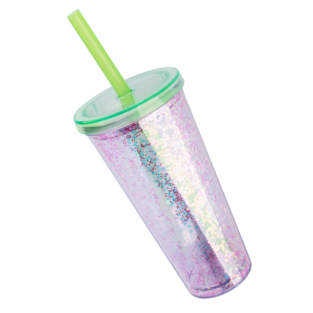 网红创意大口径珍珠奶茶吸管杯亮闪粉效果时尚as材质吸管杯奶茶杯