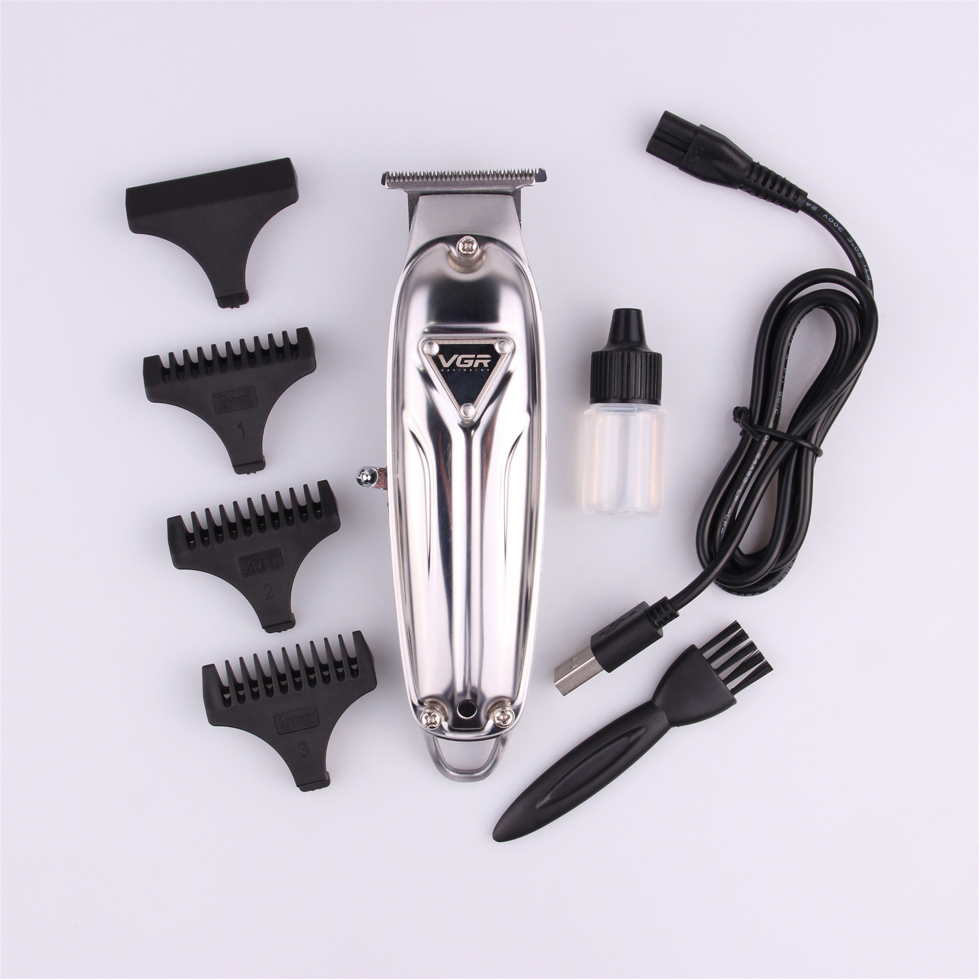 新款vgr056电动家庭理发器全金属电推剪充电式修剪雕刻推子