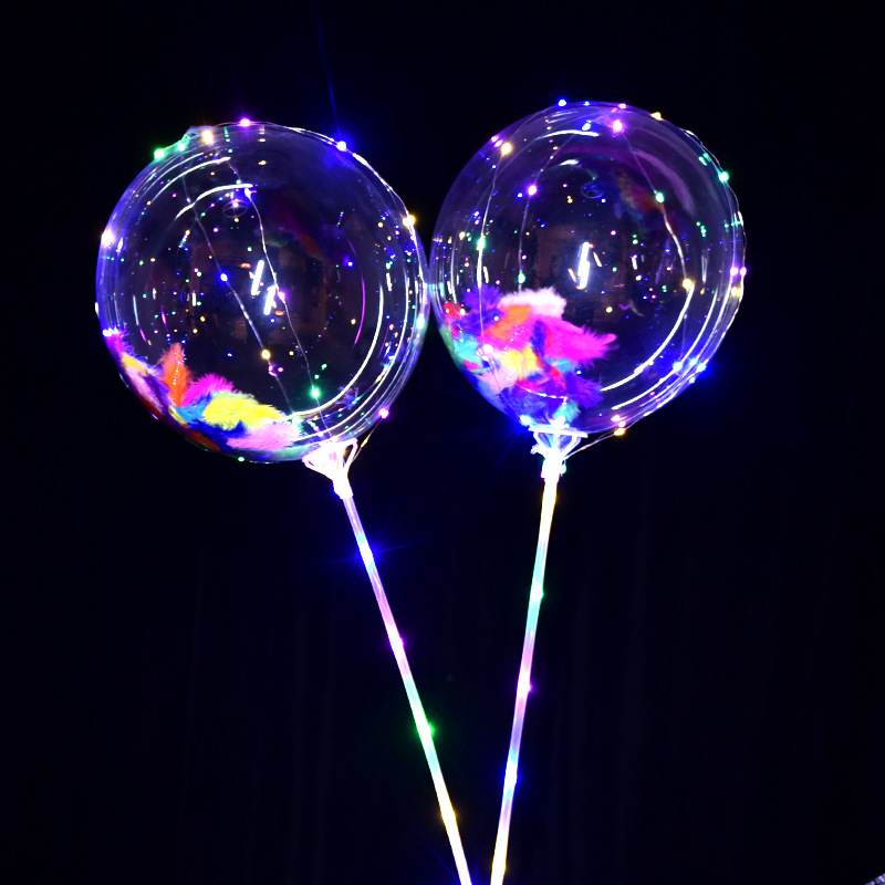 Bounce Ball Luminous Net Red Balloon Holiday Scenic Spot Stall Promotional Gifts Transparent Balloon Light Wave