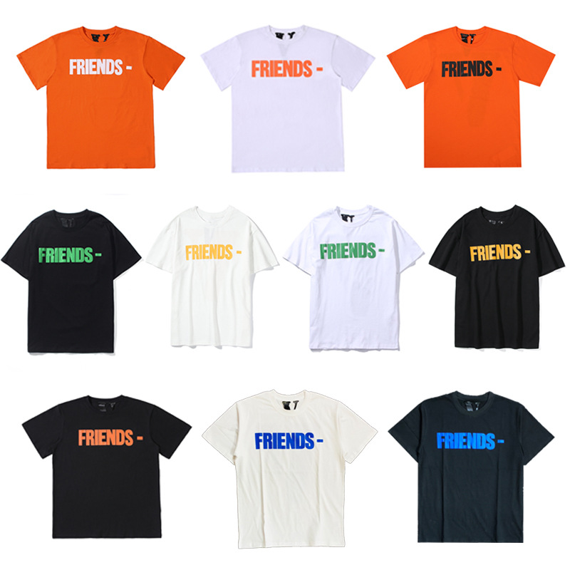 王一博同款潮牌vlone短袖大v后背friends-宽松t恤男女情侣ins夏潮