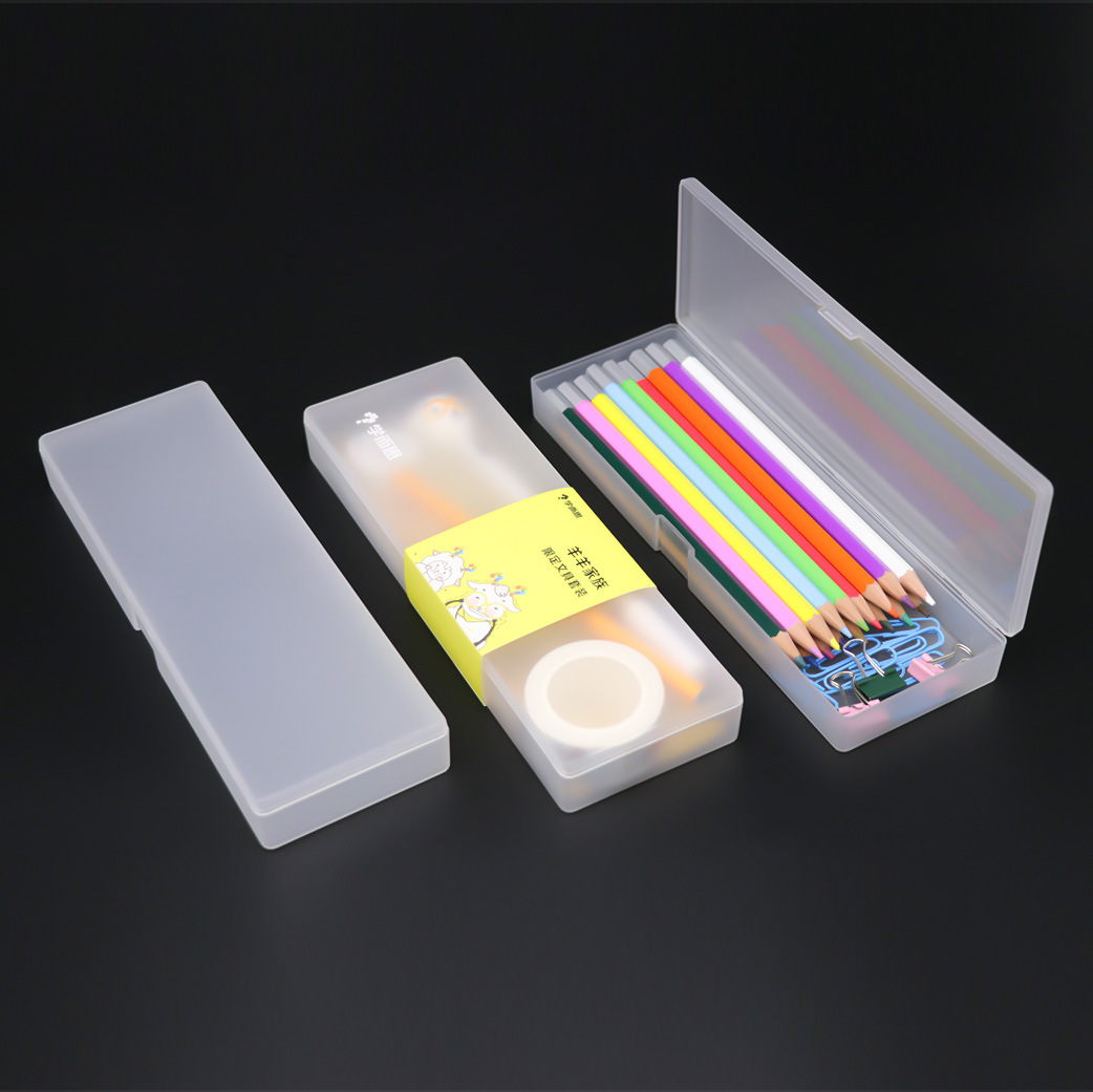 4万个工厂直销磨砂笔盒 钢笔包装盒 印刷图案塑料盒 学生文具盒 铅笔