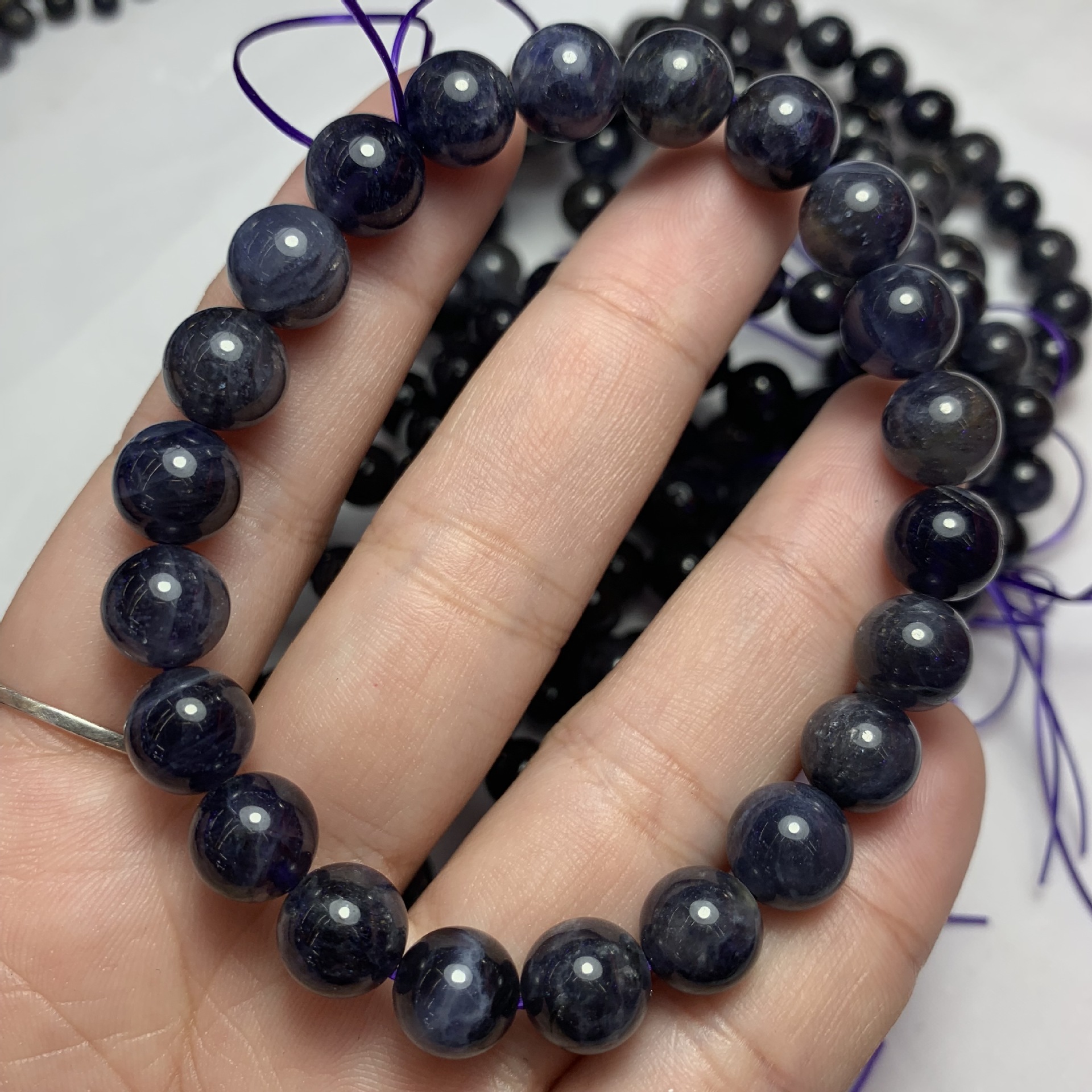 莫桑比克天然堇青石单圈手串蓝水晶堇青石女款手链厂家批发