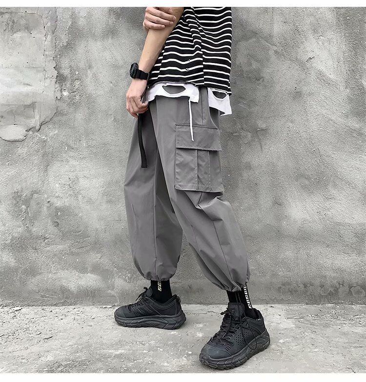 超火cec卫裤男宽松潮牌工装束脚休闲长裤港风ins潮流灰色运动裤子