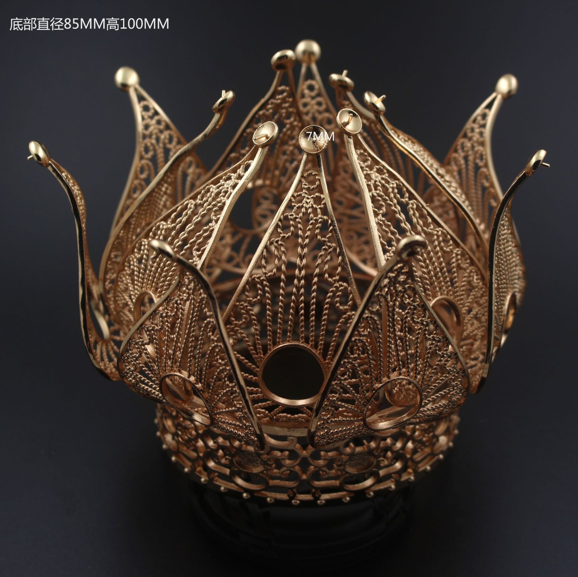尚嘉铸铜立体莲花冠 发冠敦煌汉服配饰古风宋制头饰宫廷皇冠