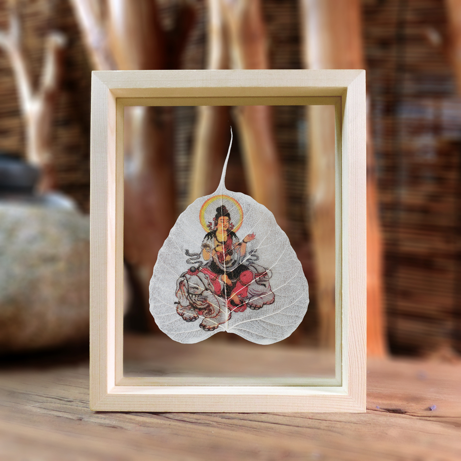 释迦牟尼弥西方三圣文殊菩萨药师佛金刚菩提叶脉画佛教礼品观音h