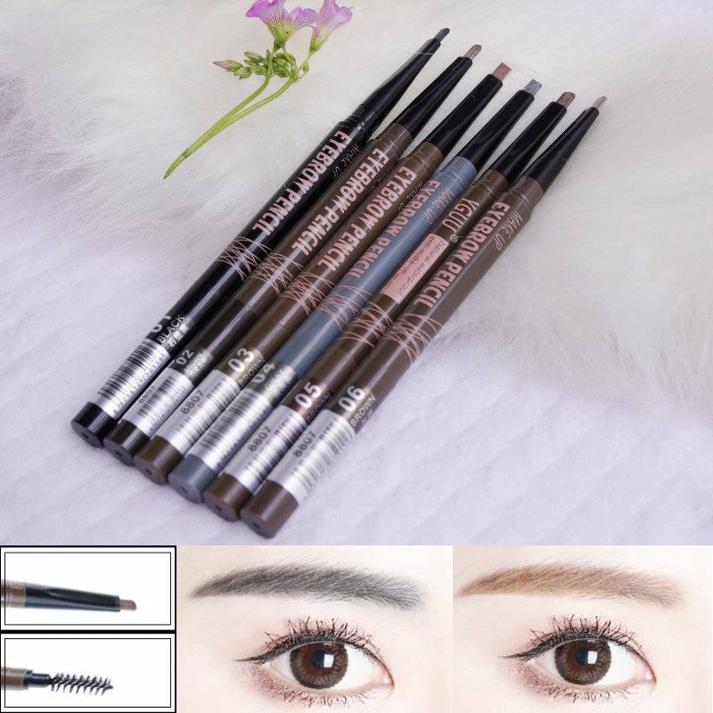 yguu8807双头鸭嘴扁平式巧克力棕色防水不晕染易上色自动旋转眉笔