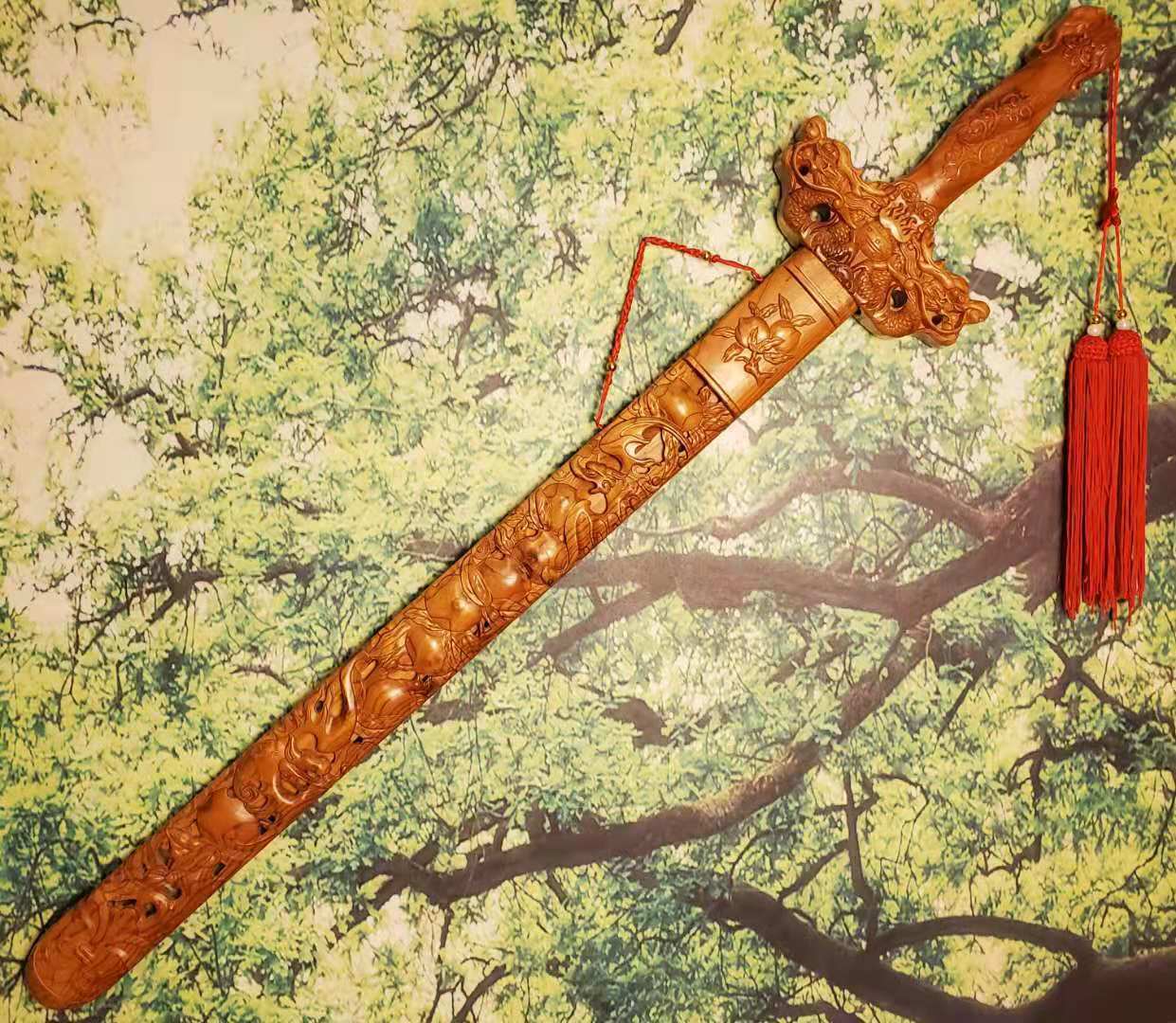 肥城福到家桃木剑桃花剑葫芦剑寿桃剑牡丹花剑蝙蝠剑工艺品礼品