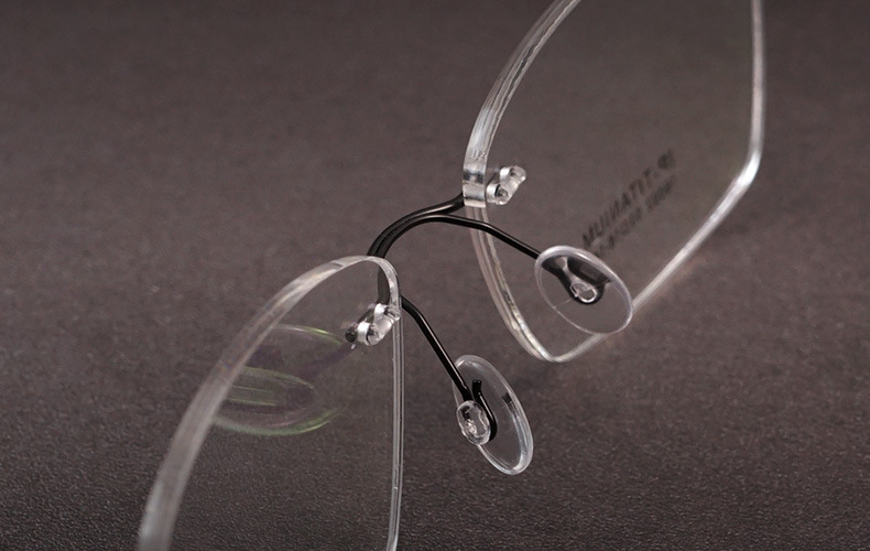 纯钛复古无框镜架 超轻纯钛架无铰链镜框 16002