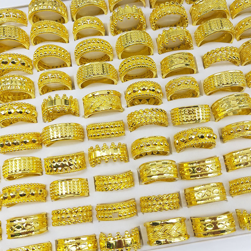 Factory Spot Direct Sales Golden Ring Foreign Trade E-Commerce Hot Sale Ornament Mixed Mixed Ring Wholesale
