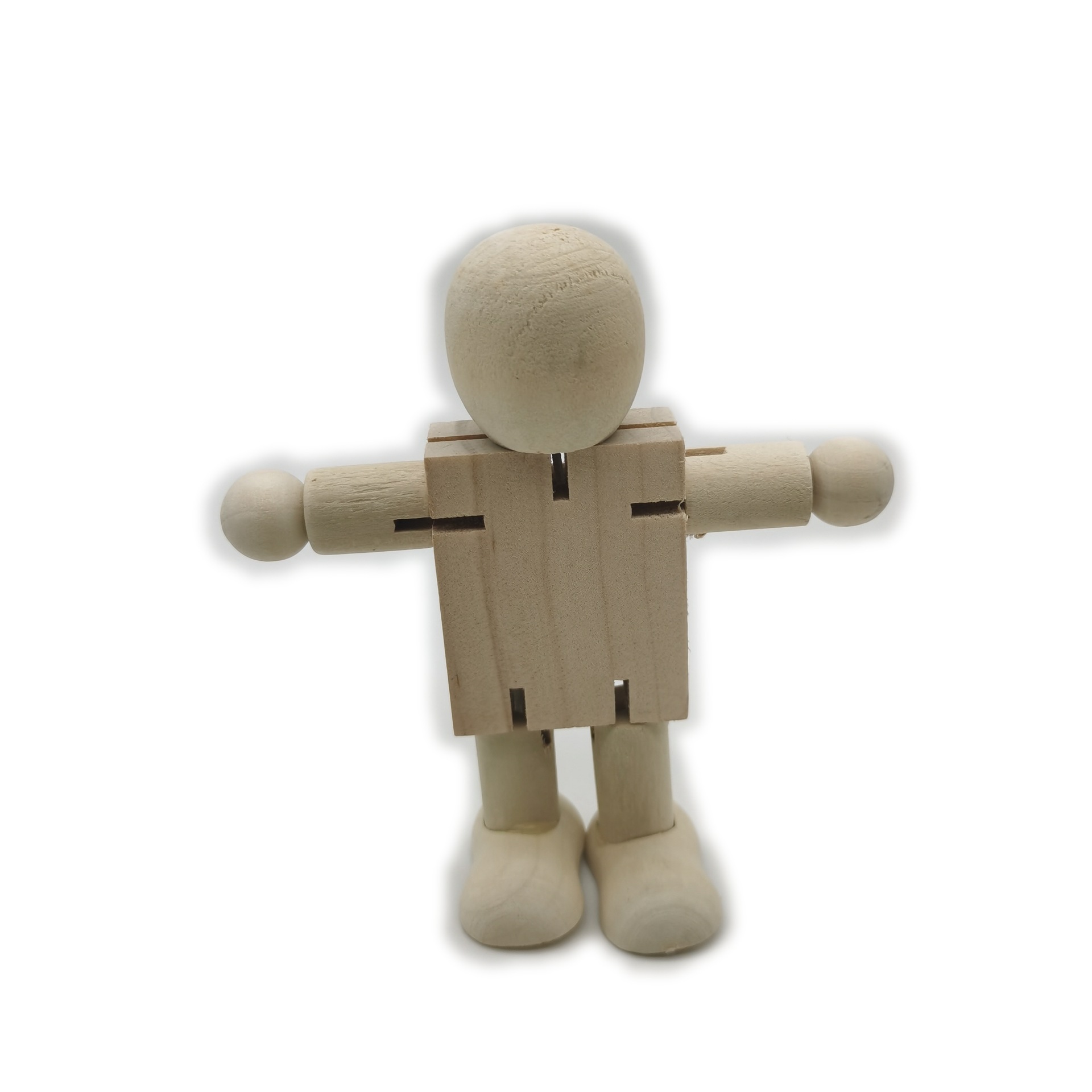 木质diy白胚机器人素胚原木制变形木头人涂鸦关节百变木偶益智类