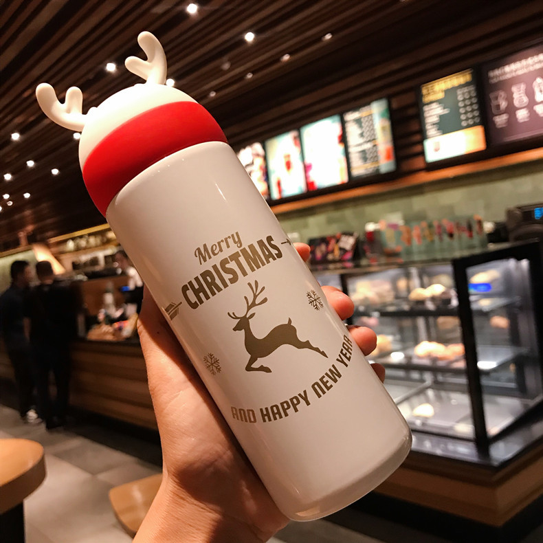 Christmas Gift Children's Thermos Mug Ins Cute Elk Cartoon Water Cup Fashion Creative Portable Gift Cup
