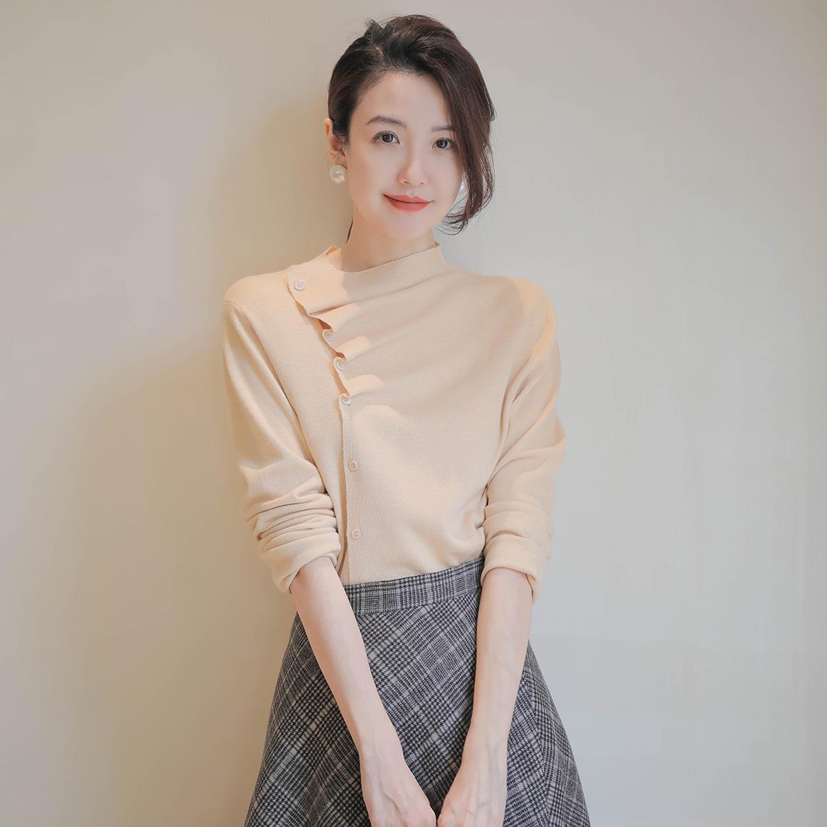 新款秋季温柔 褶积领 四平针 针织衫-阿里巴巴