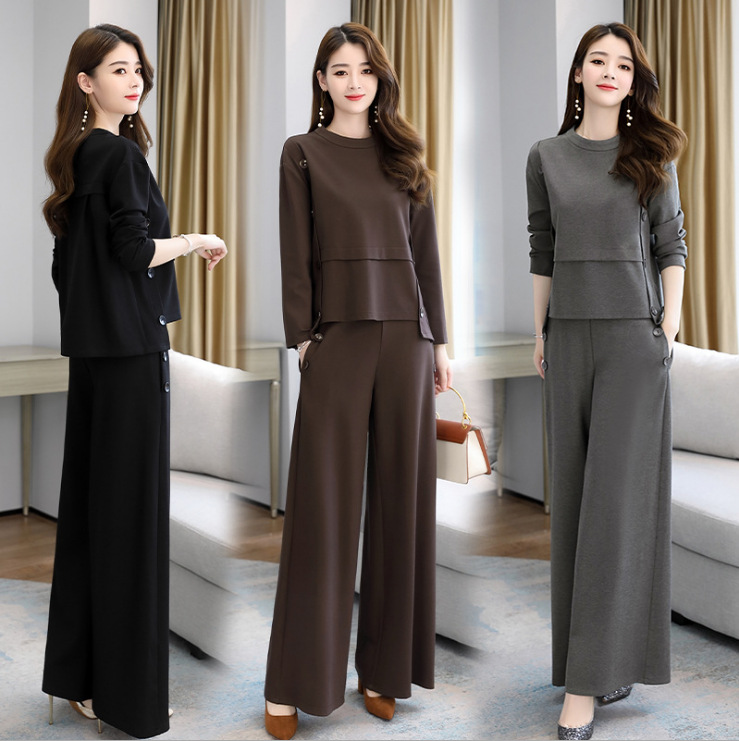 时尚套装女2022年春秋季高端气质长裤小西装两件套2022新款女装秋冬毛
