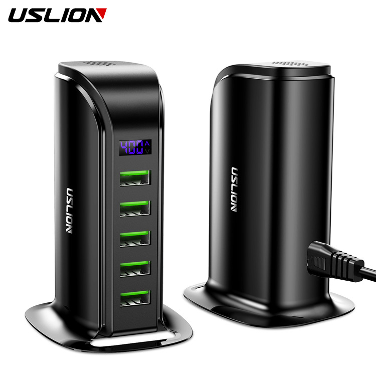 uslion多功能充电器usb多孔通用智能数显充电器5v闪充欧规美规