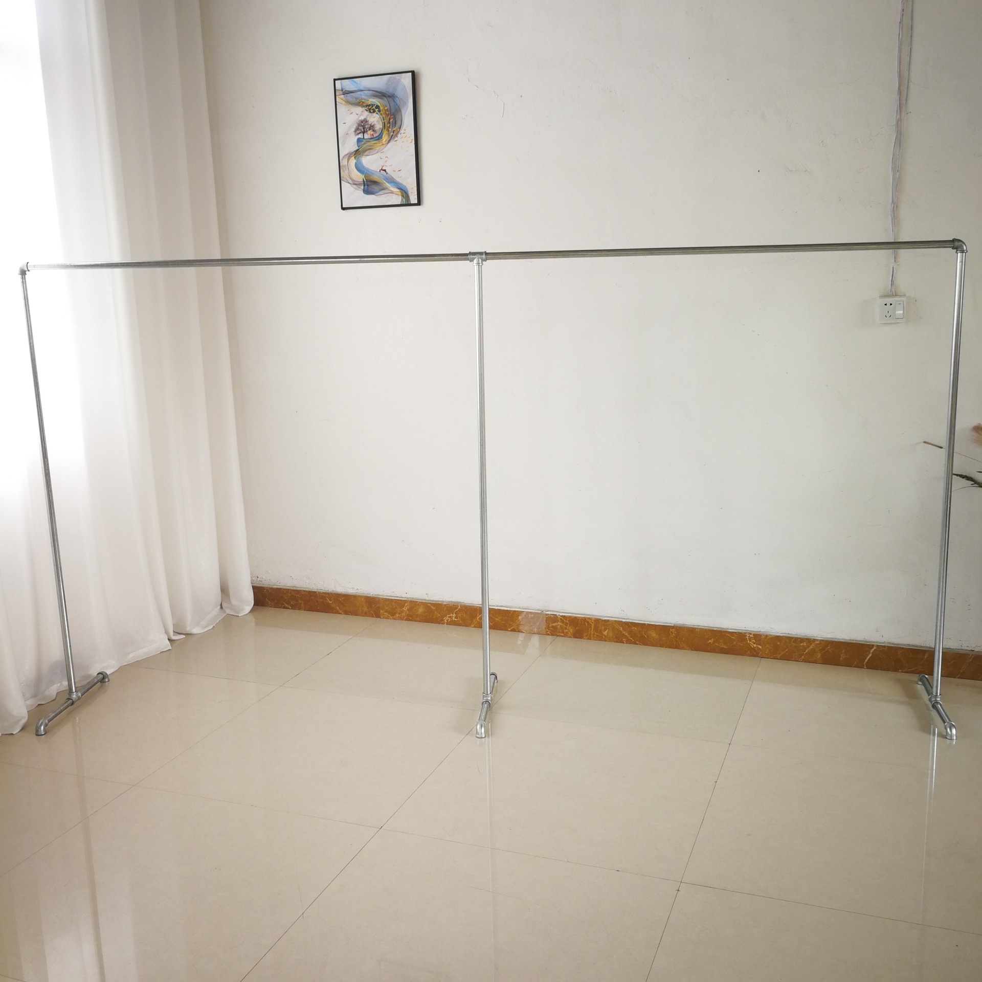 镀锌钢管家用晾衣架落地单双晾衣杆室内阳台连体水管衣服架