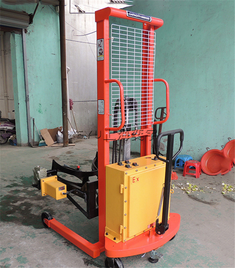 pds500-15be-ex防爆夹桶车200l油桶倒桶车翻转抱桶机半电动倒料车