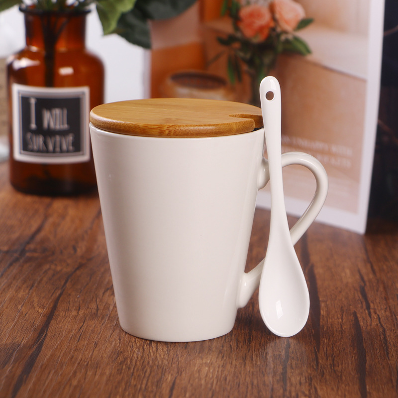V-Shaped Cup Mug Ceramic Printed Logo White Porcelain Tapered Water Cup Order Gift Cup Lettering