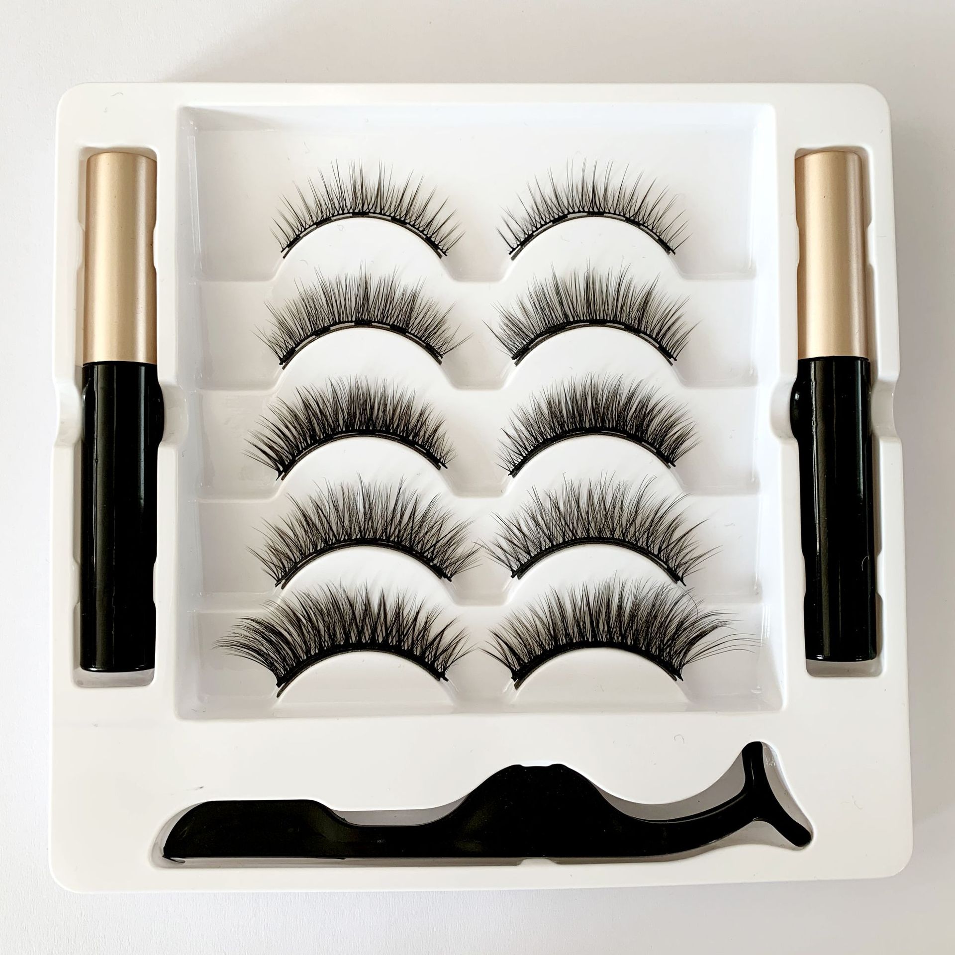 New Five Pairs Mixed Magnet False Eyelashes Pairs of Bottles Magnetic Liquid Eyeliner Set Thick Mixed False Eyelashes