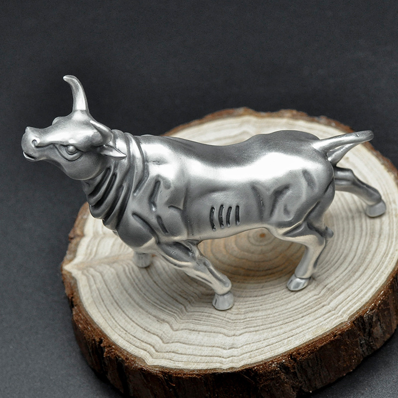银薇妮s999足银牛转乾坤复古做旧办公室家居茶桌茶盘茶宠摆件摆饰