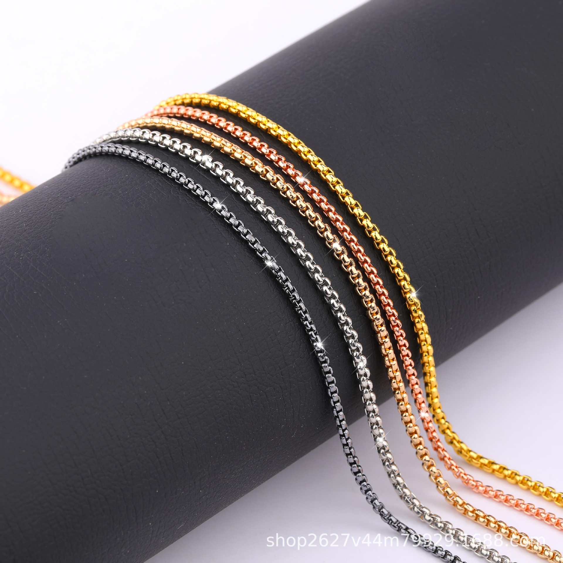 龙虾扣方形珍珠链盒子链时尚链条锁骨链子吊坠铁链包包挂链厂家