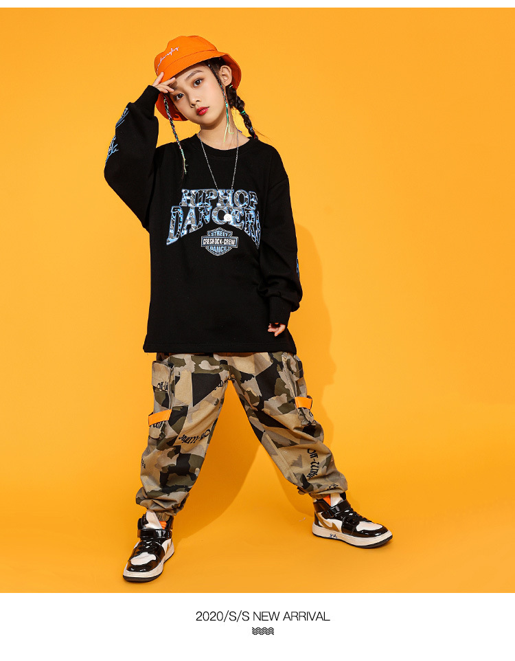 儿童街舞潮服儿童嘻哈架子鼓演出服少儿hiphop工装裤女童街舞潮装
